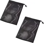 2 Pack 12.2"x 15.9" Pond Pump Filter Bag,Black Mesh Drawstring Pond Pump Filter Bag, for Ponds, Tanks, Aquariums, Swimming Pools, Fountains, for Trapping Leaves, Grass, Hair