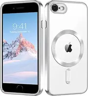 DOMAVER iPhone SE 2022/2020, iPhone 7/8 Case, Clear Magnetic, Compatible with MagSafe, Shockproof Anti-Scratching, Silver