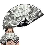 [Generic] Folding Hand Fan, Hand Held Chinese Folding Fan, Creative Foldable Chinese Props Decor for Wedding, Performance, Dance