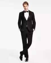 Kenneth Cole Reaction Men's Slim-Fit Ready Flex Tuxedo Suit Black 44S 37 W 31L