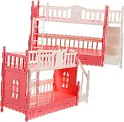 Totority 2 Pack Mini Doll Bunk Bed Models Miniature Double Beds for Doll House Room Decor Random Color