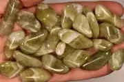 *BULK BUY* 150g PRASIOLITE Tumbled Stones 24pce Green Amethyst Chevron