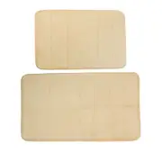 2 Pcs Memory Foam Bathroom Mat Non Slip Soft Bath Rugs Beige 40x60cm+50x80cm