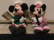 GOLFER MICKEY & MINNIE MOUSE BEAN BAG PLUSH BEANIES DISNEY, W/TAGS, NEW