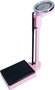 Bathroom Scale Mechanical with Adjustable Height Rod | Oversized Dial Display | Telescopic Pole 190cm | Weighing Range 120kg | Easy to Read Height and Weight Scale