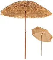 6.5ft 8ft 9ft 10ft Thatched Patio Umbrella, Hawaiian Hula Tilt Beach Umbrella, Pool Umbrellas, Outdoor Umbrella For For Lawn,Backyard, Pool
