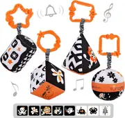 High Contrast Baby Toys: Stroller Toy for Car Seat - 4 Pack