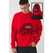 Mens Red Oversized Reverse Knit Halloween Jumper