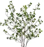 Sggvecsy 43’’ 4Pcs Artificial Ficus Branches Faux Leaf Spray Green Eucalyptus Branches Artificial Greenery Stems Fake Ficus Twig Plants for Home Office Wedding Vase Filler Shop Decoration