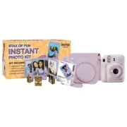 Fujifilm Instax Mini 12 Case & Film Bundle (Purple)