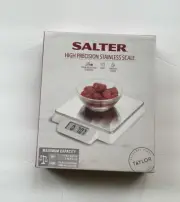 Salter High Precision Stainless Scale Digital Kitchen Steel Platform White. New