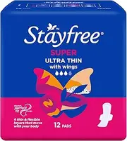 Stayfree Ultra Thin Super Pads With Wings 12 Pack |Fast Lock Pockets to Absorb Moisture Instantly | Neutralises Odour|Cottony-Soft Quilted Cover| Keeps Dry and Comfortable