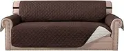 H.VERSAILTEX Sofa Slipcover Reversible Sofa Cover Water Resistant Couch Cover with Adjustable Straps, Washable Couch Cover for Kids, Dogs, Pets (3 Seater Sofa, Brown/Beige)