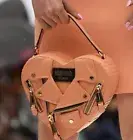 SS22 MOSCHINO Couture Jeremy Scott Peach Heart Shaped Leather Biker Jacket Bag