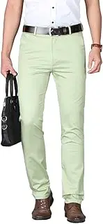 [Botong] Men's Slim Fit Comfort Casual Pants Wrinkle-Resistant Flat Front Suit Pants Green 31W/32L