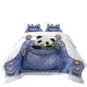 Cute Animal Drawing Panda Overall Coverlet