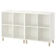 EKET cabinet combination with legs, white/wood, 140x35x80 cm
