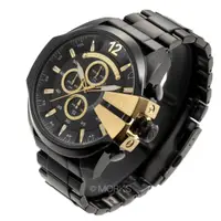 在飛比找蝦皮購物優惠-DIESEL DZ4338 手錶 53mm 大錶面 黑金配色