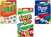 Mattel Blink, Phase 10 and Skip-Bo Card Game, Combo Pack of 3