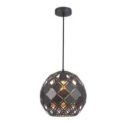 TUILE Interior Embossed Tiled Iron 1 Light Pendant Large Black - TUILE4
