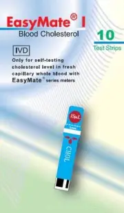 Cholesterol Test Strips - ONE packs of 10 strips - EASYMATE - Fresh & long dated