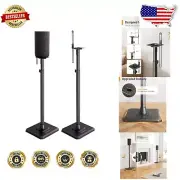 Alloy Steel Speaker Stands Pair - Adjustable Height 33-42” for Small Speakers