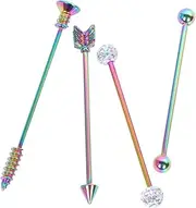 [DEARMAMY] Double Ear Holes Earbob Dangling Hoops Piercings Earring Industrial Jewelry Rings Arrow Stirrer Barbell Helix Gold Nose Ring Hoop Ear Cartilage Piercing Jewelry Golden