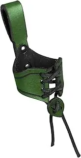 [Geardeangloow] Horn Shape Cup Mug Case Ox Horn Holster with Buckled Loop Tankard Hanger Black, 10.5 x 6.5cm
