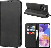 [Cavor] for Samsung Galaxy A23 4G Case Cowhide Pattern PU Leather Cases Flip Magnetic Kickstand Book Wallet Cover Phone Case with Card Slots(6.6") -Black
