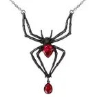 Alchemy Gothic Black Widow Necklace Spider Pendant Red Crystal Teardrop P432B
