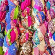 Embroidered Silk Chiffon Ribbon 100g Multicolor With Sequins