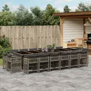 17 Piece Garden Dining Set with Cushions Poly Rattan vidaXL
