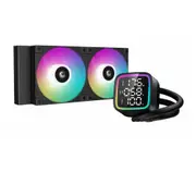 DeepCool LD240 Liquid Cooler 240mm 5th Gen Pump 3400 RPM AIO Real-time CPU Status Screen Anti-Leak Tech with ARGB Fans and Dual Gradient Halo Effect