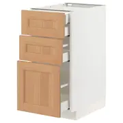 METOD / MAXIMERA base cb 3 frnts/2 low/1 md/1 hi drw, white/Vedhamn oak, 40x60x80 cm