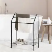 Towel Rack with Bottom Storage Shelf, 3 Tier Matte Black Metal Towel Bar Rack