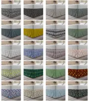 Ambesonne Art Abstract Bedskirt Elastic Wrap Around Skirt Gathered Design