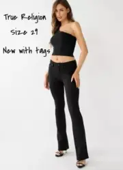 True Religion Becca Ponte Mid Rise Bootcut Jeans Pant Black Women's Size 29 New