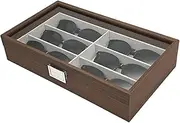 [HAMKVBPR] Sunglasses Storage Box Walnut Grain 6-position Eyeglasses Storage Display Box Eyewear Display Case