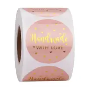 500pcs Handmade With Love Kraft Paper Stickers 25mm Round Adhesive Labels Baking wedding decoration party decoration Sticker