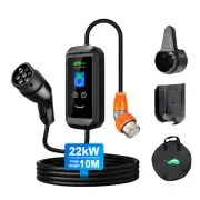 32A 22KW 10m Electric Car Charging Cable Type 2 EV Charger 3-Phase APP 5PIN Plug