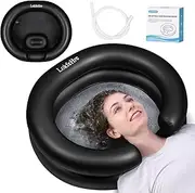 Large Portable Inflatable Hair Washing Basin for Bedridden - Wash Hair in Bed with Inflatable Shampoo Bowl.For Elderly,Disabled,Injured,Ideal Inflatable Sink for Locs Detox (Black)