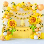 Sunflower Birthday Party Decorations Kit Sunflower Banner Yellow Balloon Arch...