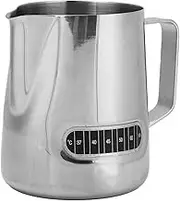 Frothing Pitcher, 600ml Short Mouth Spout Milk Frother Cup Temperature Sensing Stainless Steel Coffee Jug for Office Household Cafe