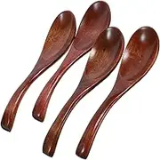 VICASKY 4pcs Wooden Spoons Soup Spoons for Cooking Mixing and Serving Wooden Utensils for Families Restaurants and Hotels Hand Polished Natural Finish