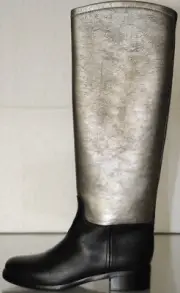 $1735 NEW CHANEL Black Leather Silver CC Riding Knee High Flat BOOTS SHOES 37 41