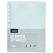 J.Burrows A4 PVC Binder Pouch Clear 3 Pack