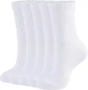 [CLOSEMATE] Womens Calf Crew Socks Comfortable Soft Cotton and Lightweight 5 Pairs