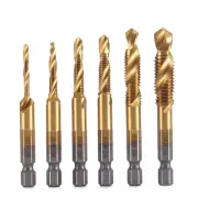 6Pcs High-Speed Steel 4341 Titanium Plated Composite Tap Drill and Tap1627