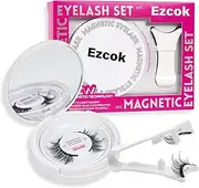 Ezcok Magnetic Eyelashes Natural Look No Glue Needed Easy To Wear 5 magnet points Stronger&Suitable for Eye Shape (1Pair)