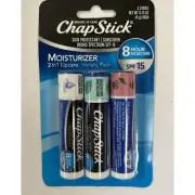 Chapstick Moisturizer Lip Balm Sunscreen SPF15 3 Pk Cherry Mint Original 0.15 oz